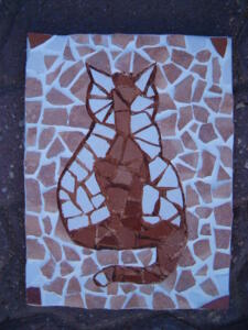 Macska mintás mozaik készítés csempéből